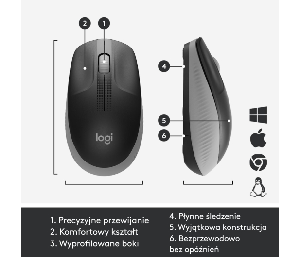 LOGITECH Mysz bezprzewodowa M190 Mid Grey 910-005906 - 615023 - zdjęcie 10
